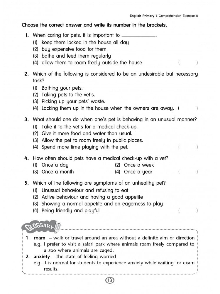 English Comprehension Workbook For Primary 5