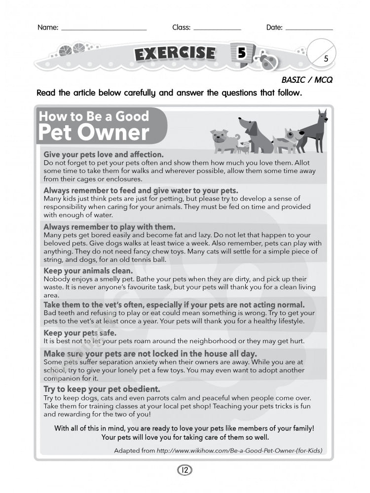 English Comprehension Workbook For Primary 5